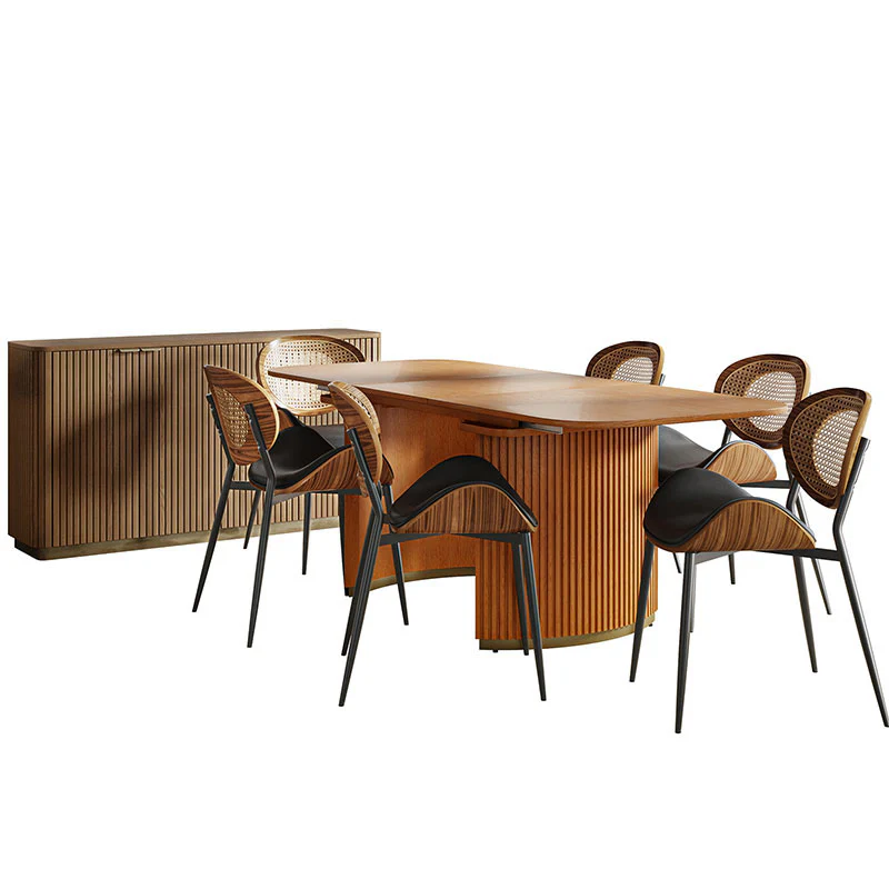American Modern Fluted Space Saving Table and Chairs & Storage Cabinet Sets (Optional Types) - Image 30
