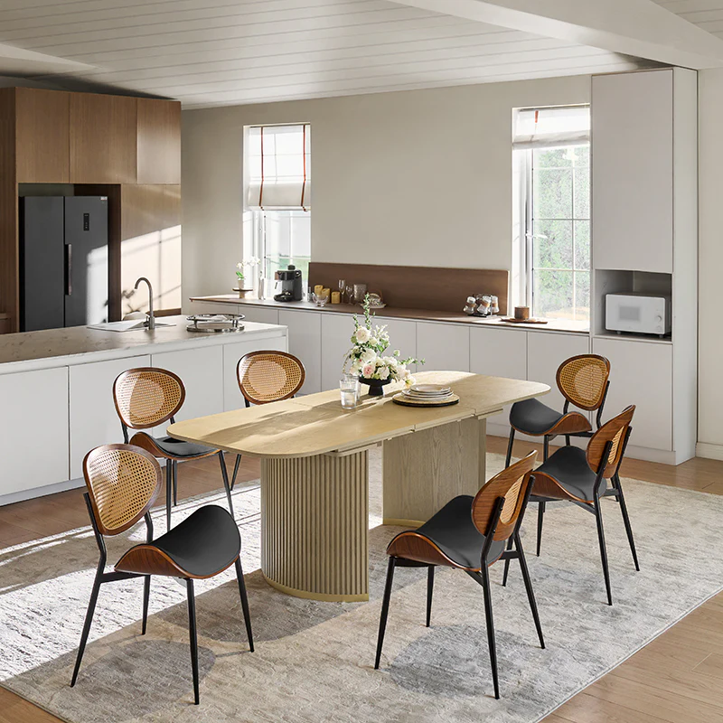 American Modern Fluted Space Saving Table and Chairs & Storage Cabinet Sets (Optional Types) - Image 35
