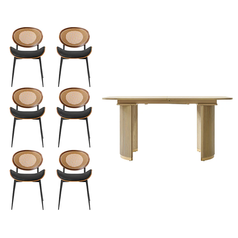 American Modern Fluted Space Saving Table and Chairs & Storage Cabinet Sets (Optional Types) - Image 36