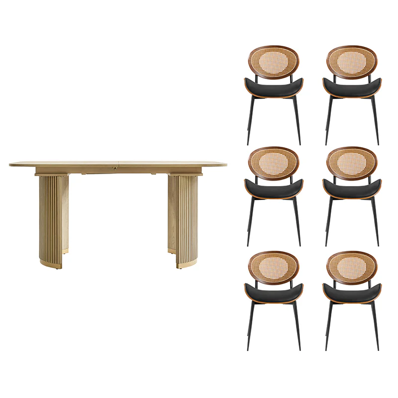 American Modern Fluted Space Saving Table and Chairs & Storage Cabinet Sets (Optional Types) - Image 37