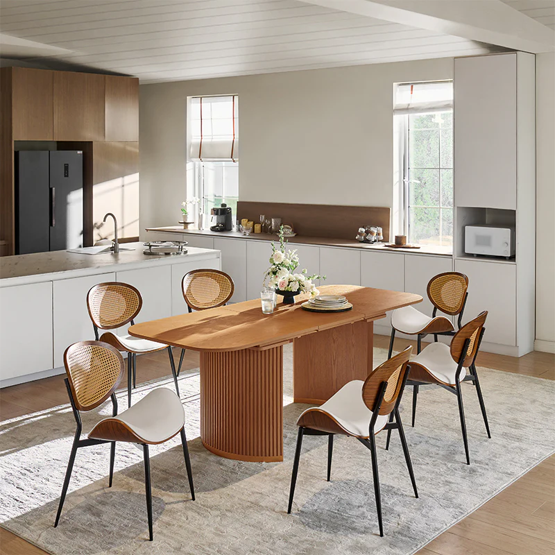 American Modern Fluted Space Saving Table and Chairs & Storage Cabinet Sets (Optional Types) - Image 42