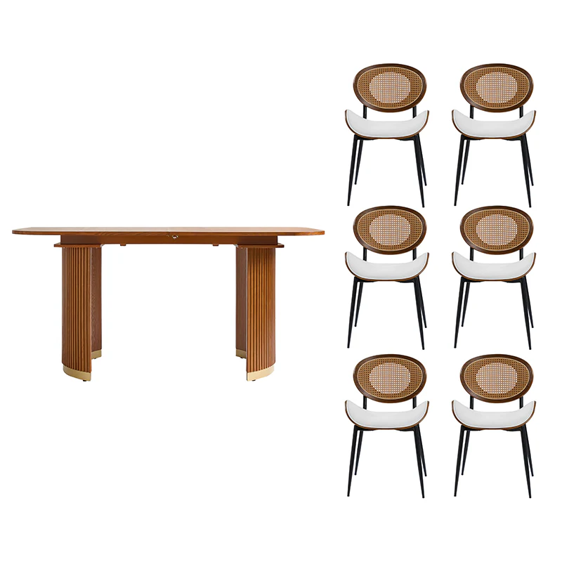 American Modern Fluted Space Saving Table and Chairs & Storage Cabinet Sets (Optional Types) - Image 45