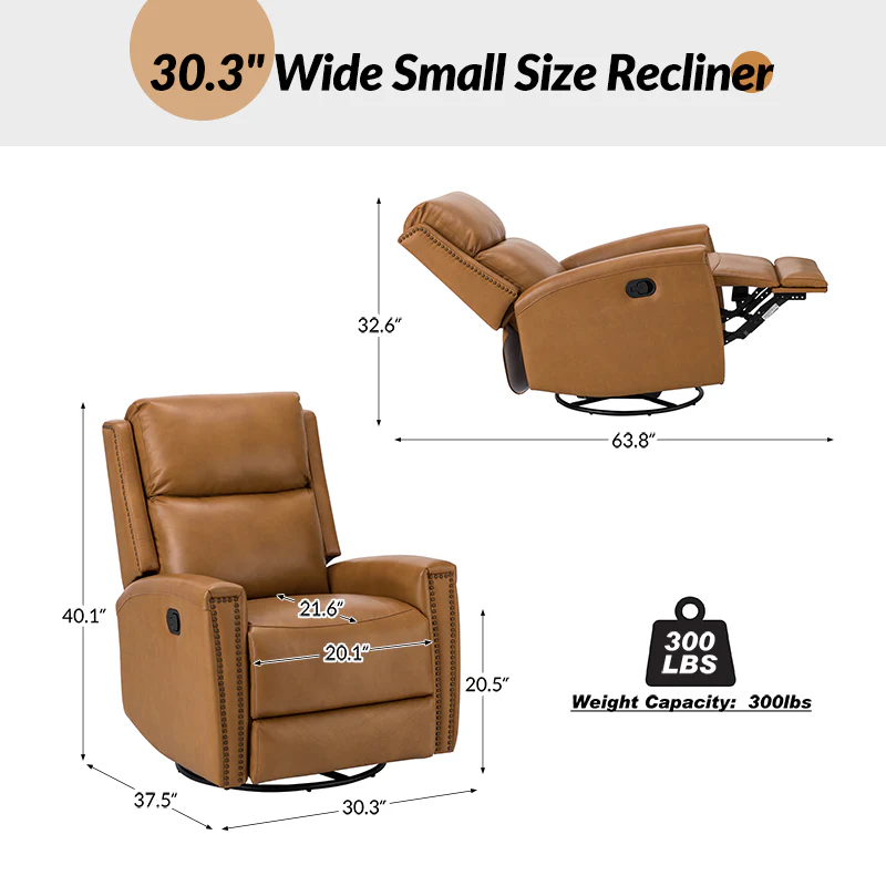 Aniceta 30.31" Wide Genuine Leather Swivel Rocker Glider Recliner - Image 11