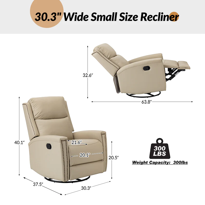 Aniceta 30.31" Wide Genuine Leather Swivel Rocker Glider Recliner - Image 27
