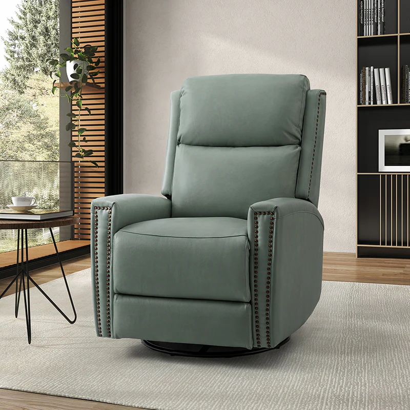 Aniceta 30.31" Wide Genuine Leather Swivel Rocker Glider Recliner - Image 33