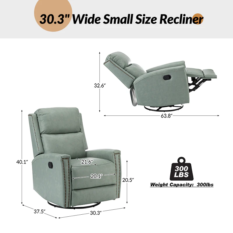 Aniceta 30.31" Wide Genuine Leather Swivel Rocker Glider Recliner - Image 35