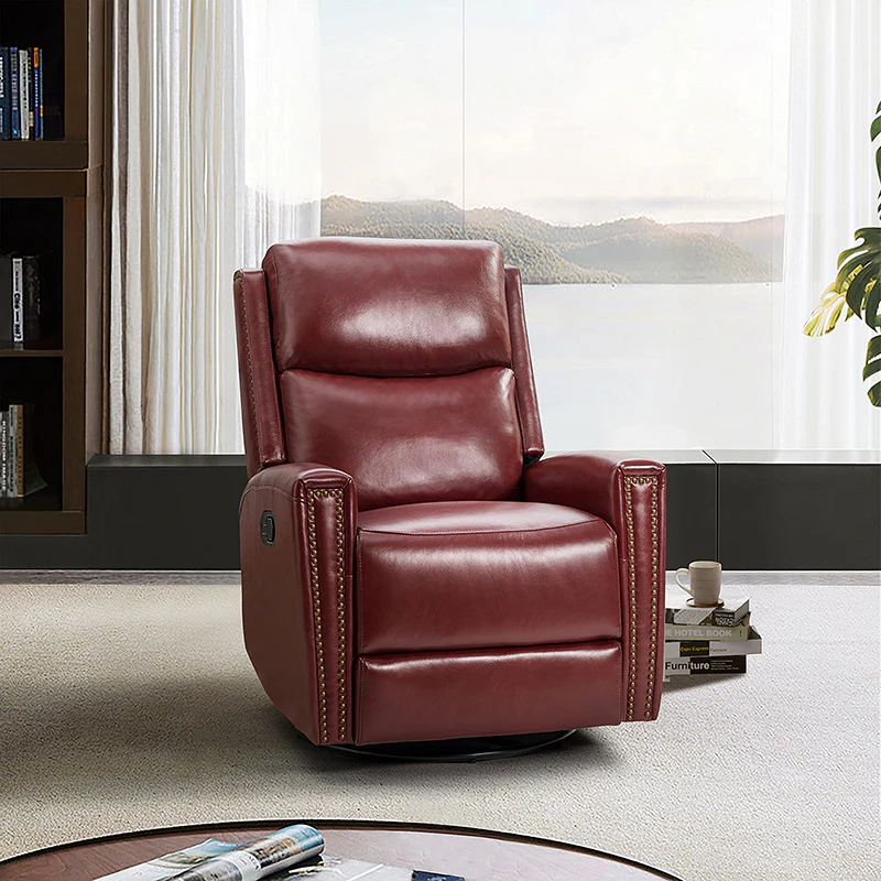 Aniceta 30.31" Wide Genuine Leather Swivel Rocker Glider Recliner - Image 41