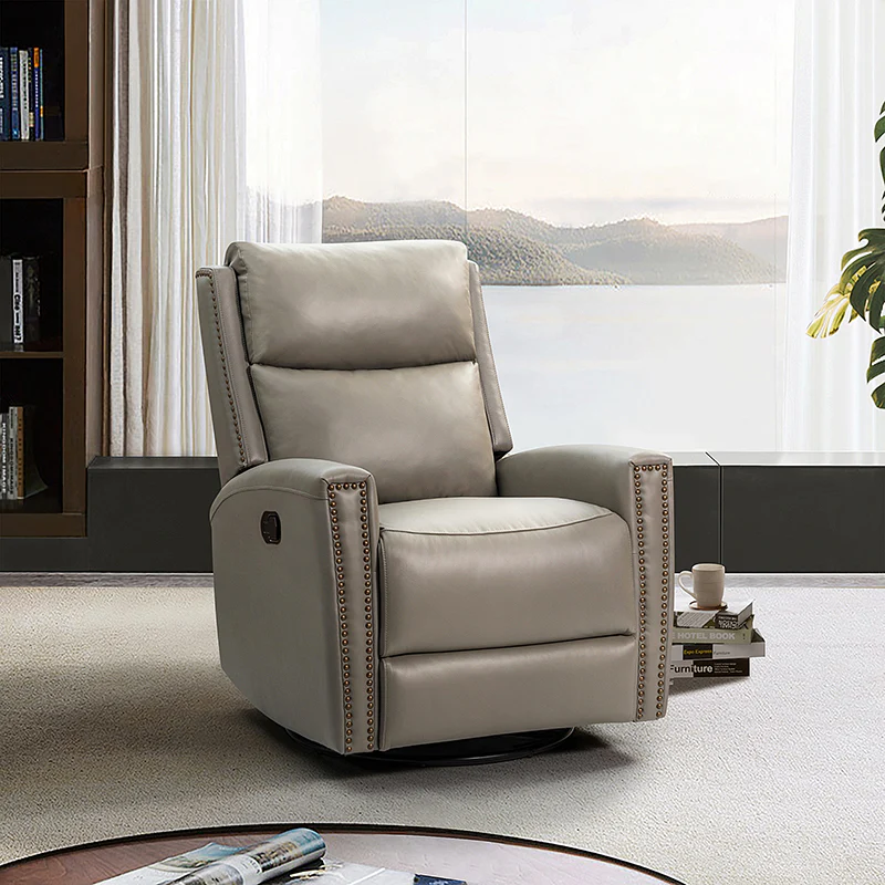 Aniceta 30.31" Wide Genuine Leather Swivel Rocker Glider Recliner - Image 49