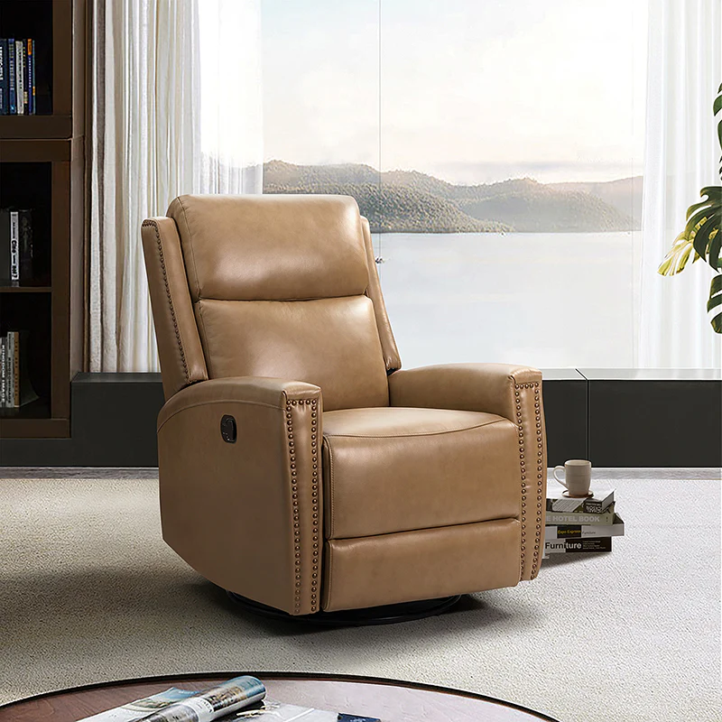 Aniceta 30.31" Wide Genuine Leather Swivel Rocker Glider Recliner - Image 65
