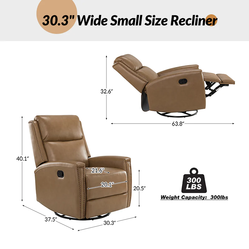 Aniceta 30.31" Wide Genuine Leather Swivel Rocker Glider Recliner - Image 67