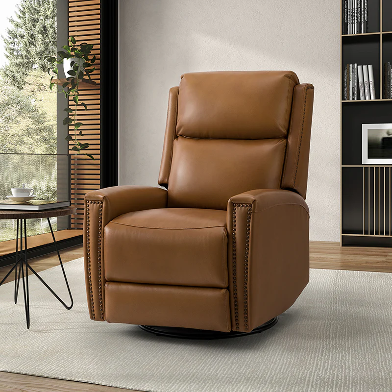 Aniceta 30.31" Wide Genuine Leather Swivel Rocker Glider Recliner - Image 9