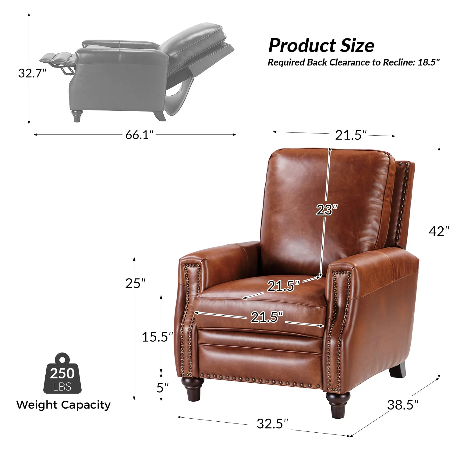 Annabelle Genuine Leather Recliner Chair(Optional Types) - Image 11