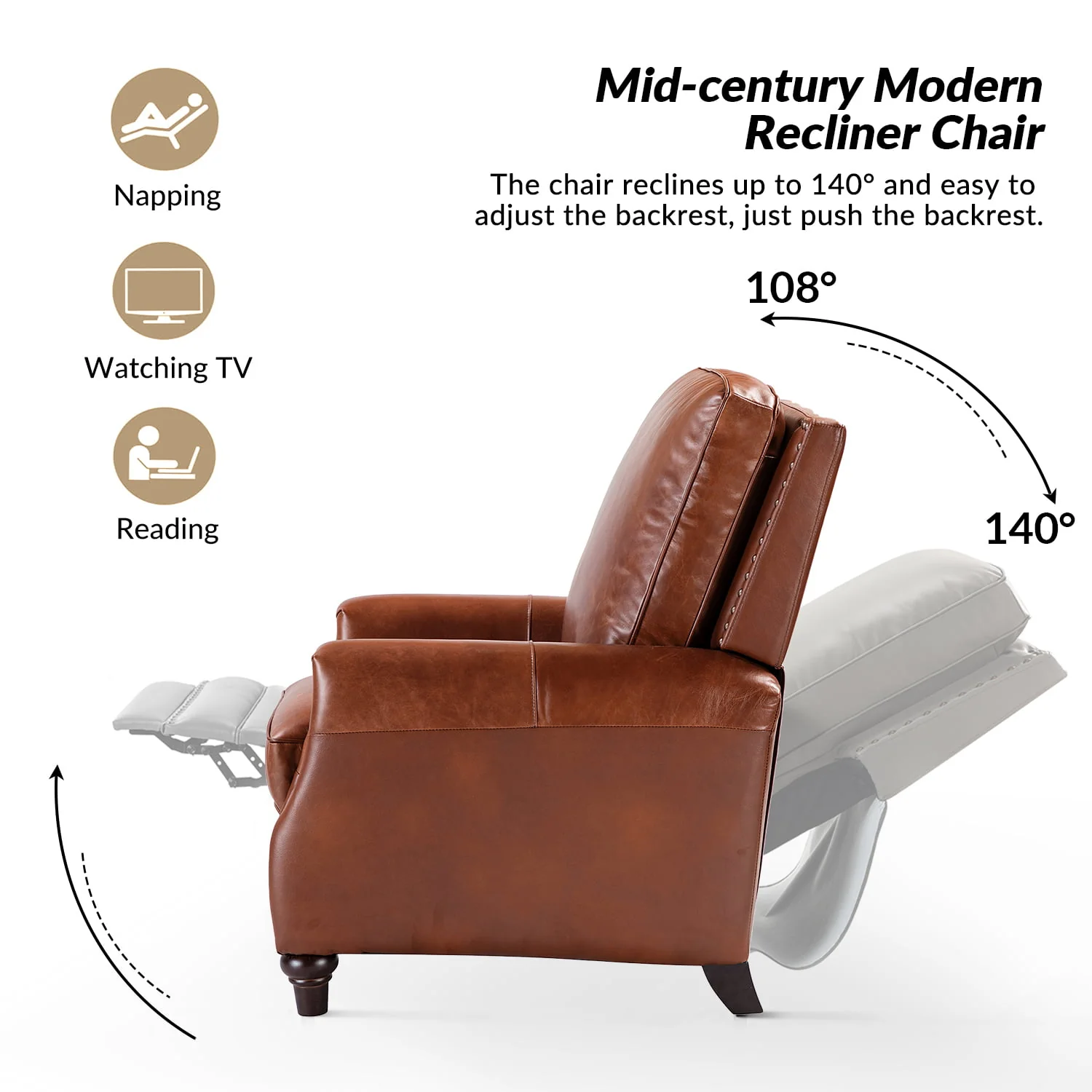 Annabelle Genuine Leather Recliner Chair(Optional Types) - Image 14