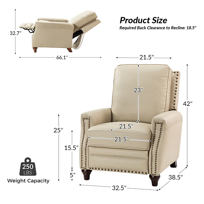 Annabelle Genuine Leather Recliner Chair(Optional Types) - Image 34