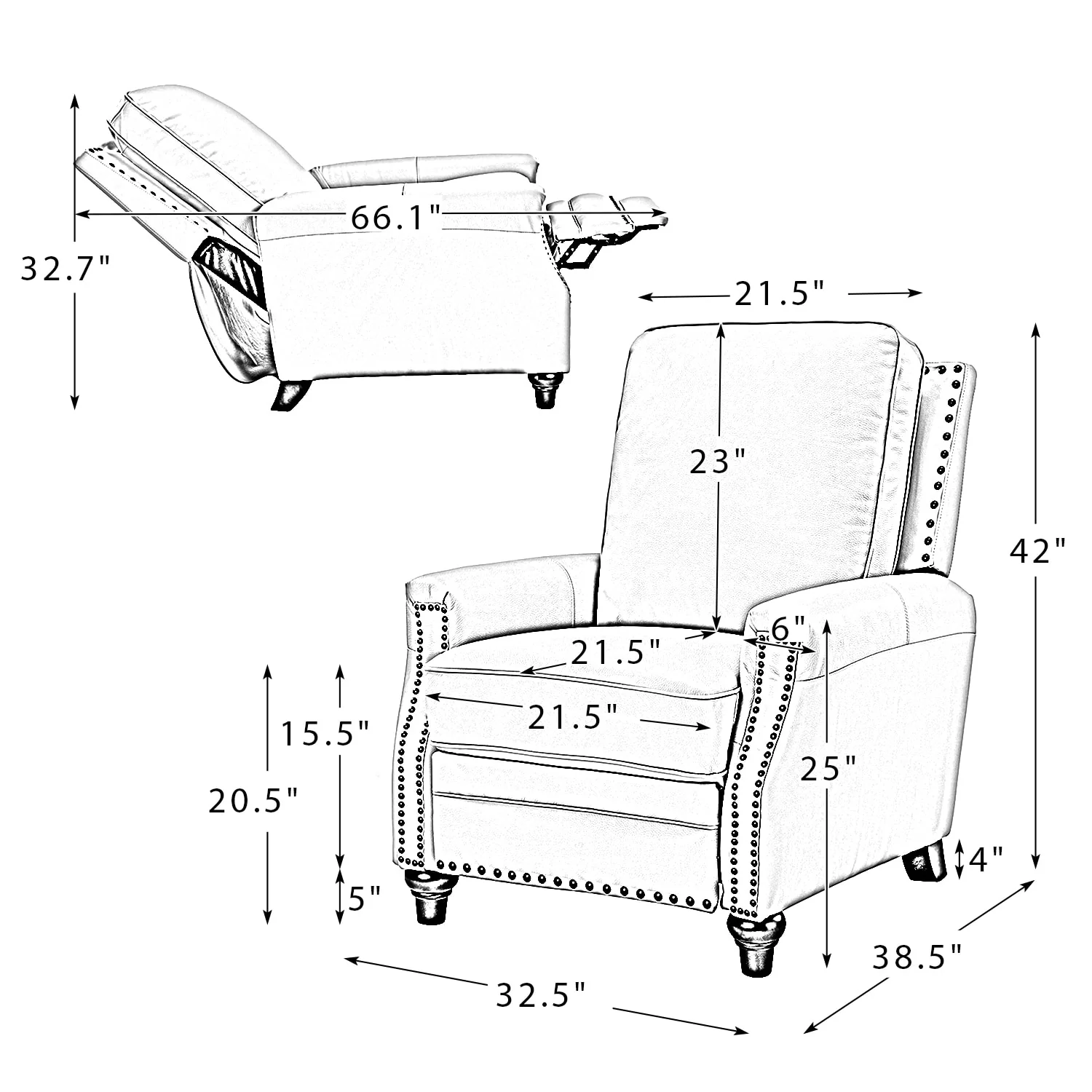 Annabelle Genuine Leather Recliner Chair(Optional Types) - Image 67