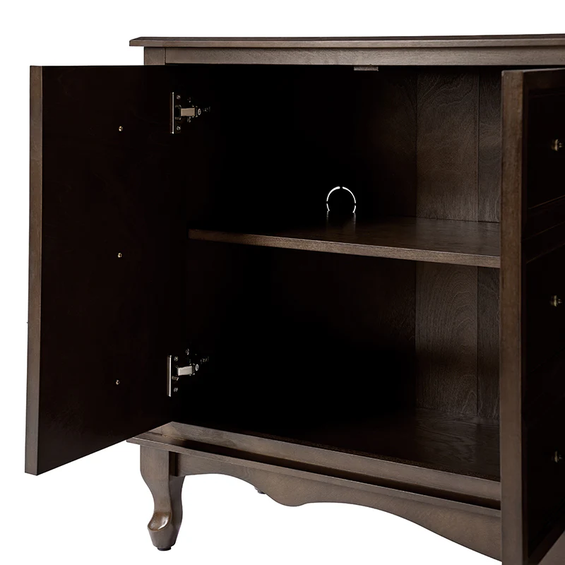 Antique-Inspired 4-Door Sideboard Cabinet - Decorative Drawer Illusion - Image 16