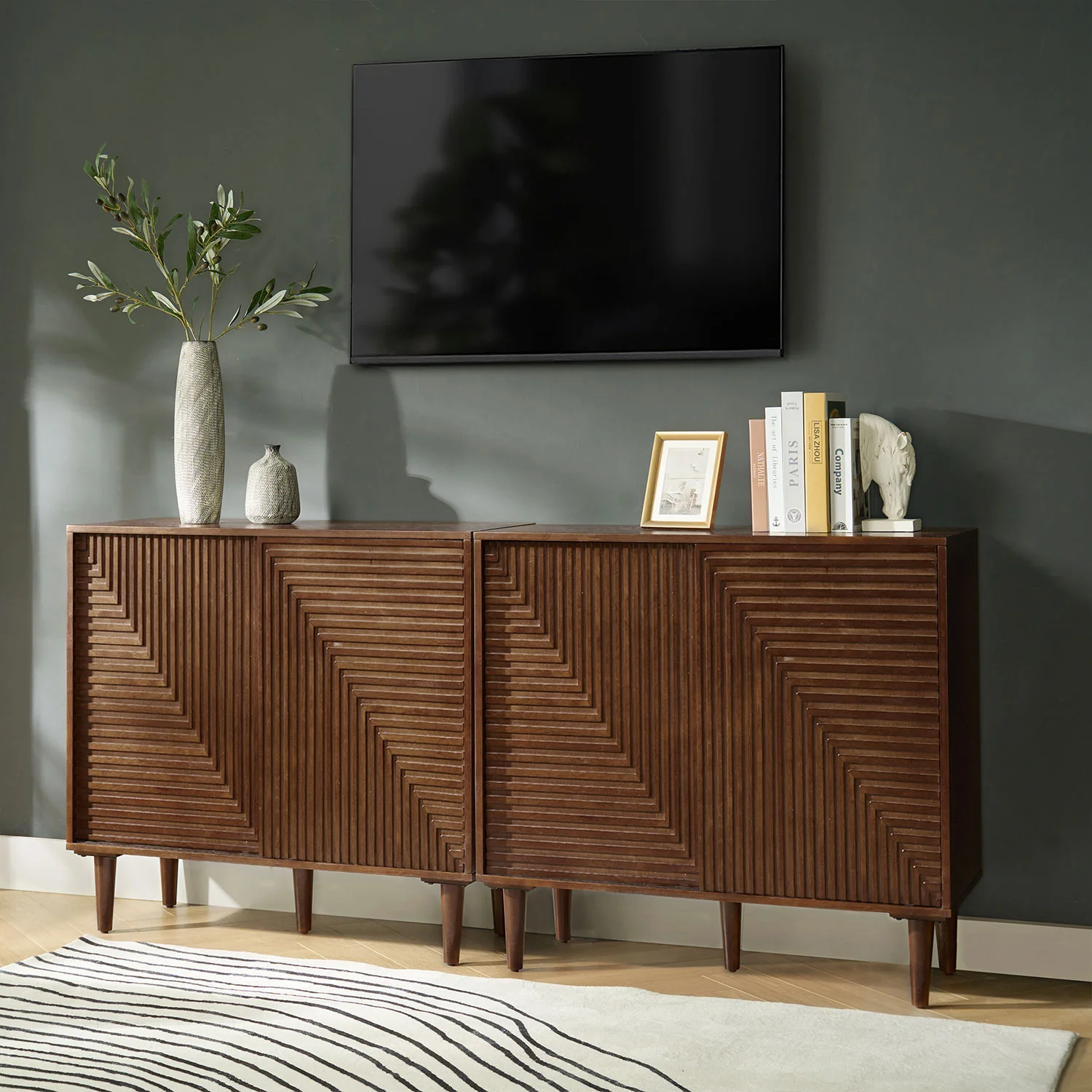 Archie 34" Tall 2-Door Accent Cabinet – Compact Multifunction Storage Cabinet for Entryway, Living Room or Bedroom - Image 17