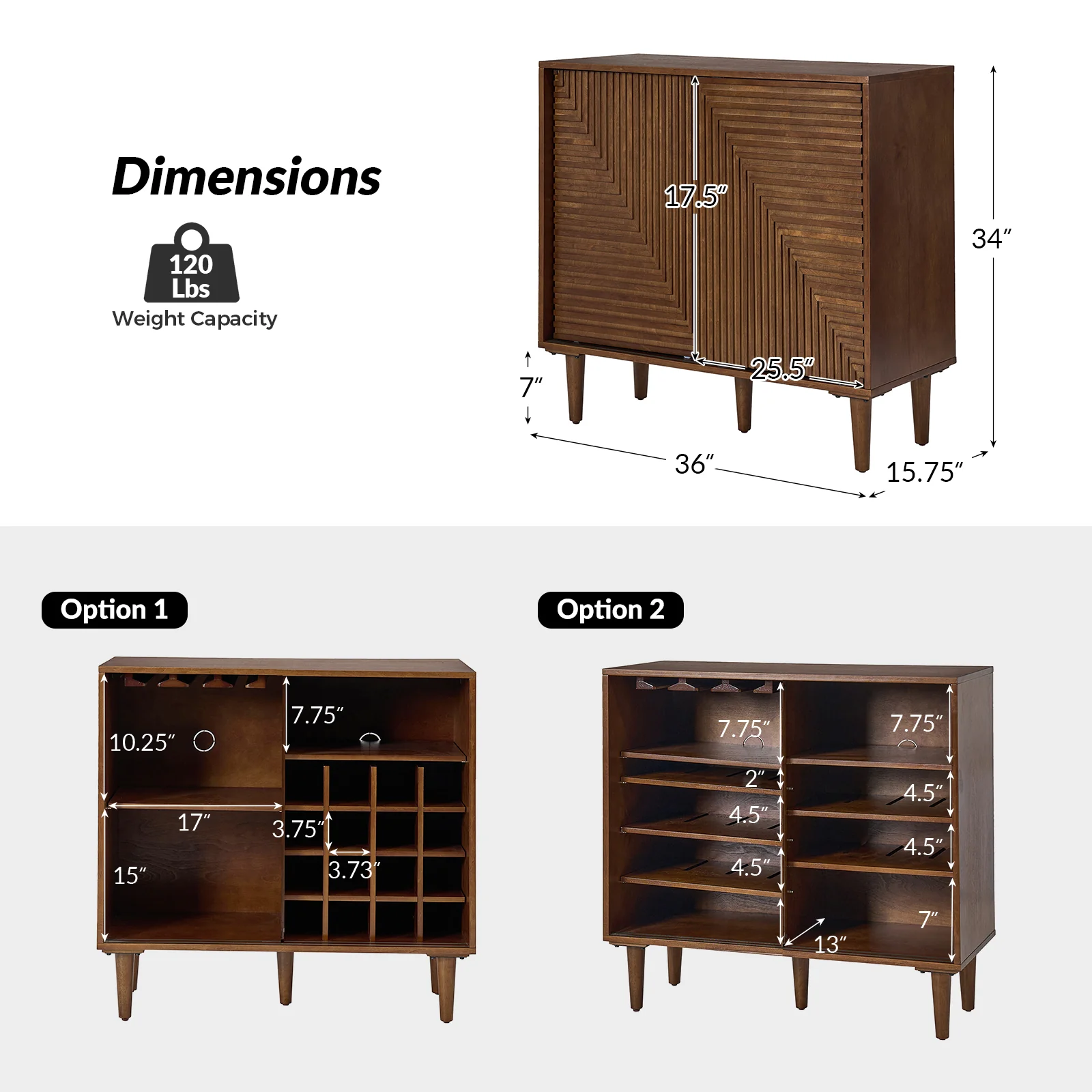 Archie 34" Tall 2-Door Accent Cabinet – Compact Multifunction Storage Cabinet for Entryway, Living Room or Bedroom - Image 3