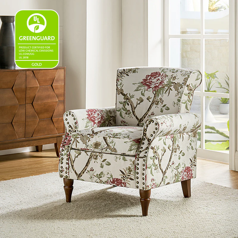 Artemisa Modern Floral Pattern Upholstered Armchair - Image 10