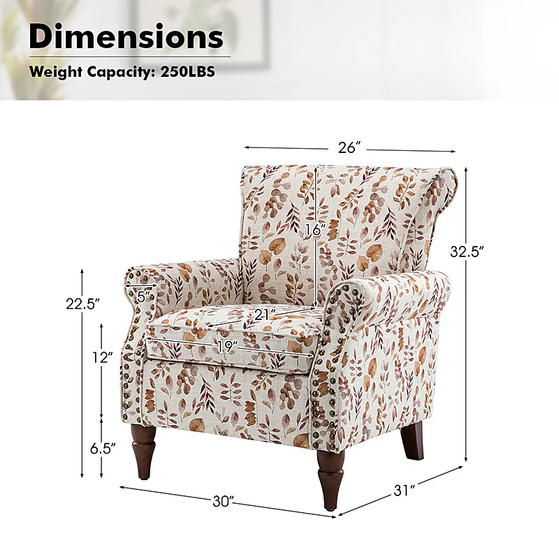Artemisa Modern Floral Pattern Upholstered Armchair - Image 27