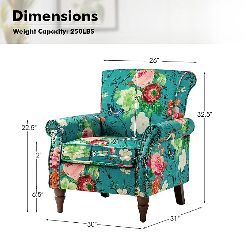 Artemisa Modern Floral Pattern Upholstered Armchair - Image 3