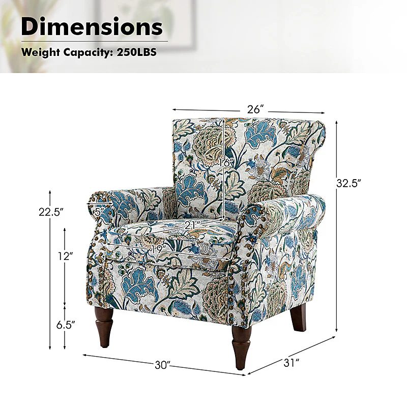Artemisa Modern Floral Pattern Upholstered Armchair - Image 35