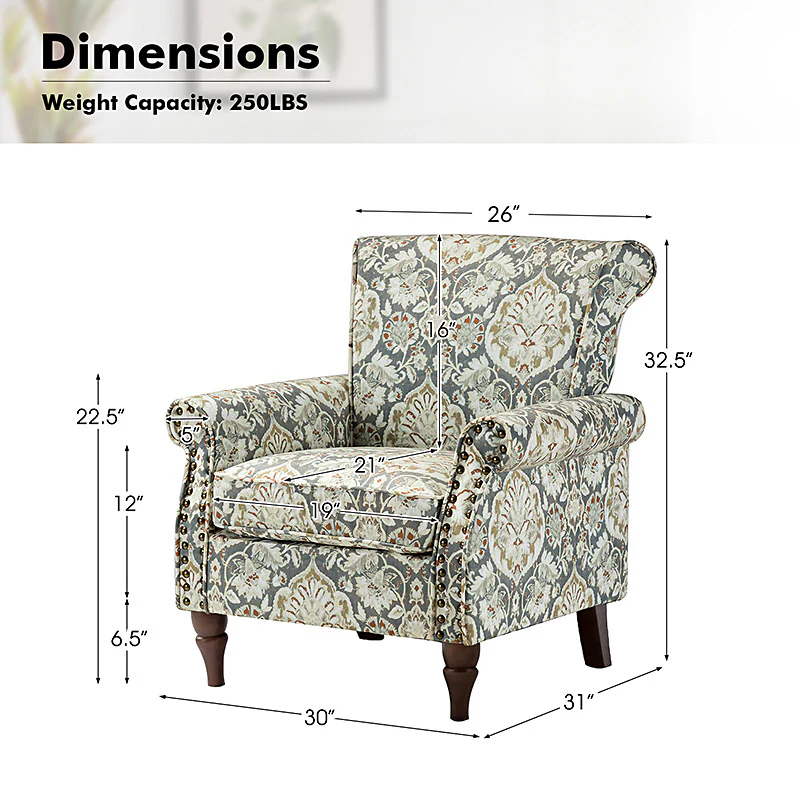 Artemisa Modern Floral Pattern Upholstered Armchair - Image 43