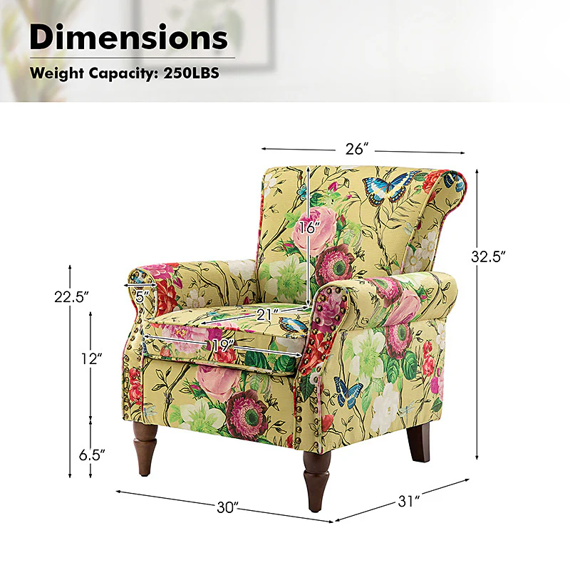 Artemisa Modern Floral Pattern Upholstered Armchair - Image 67
