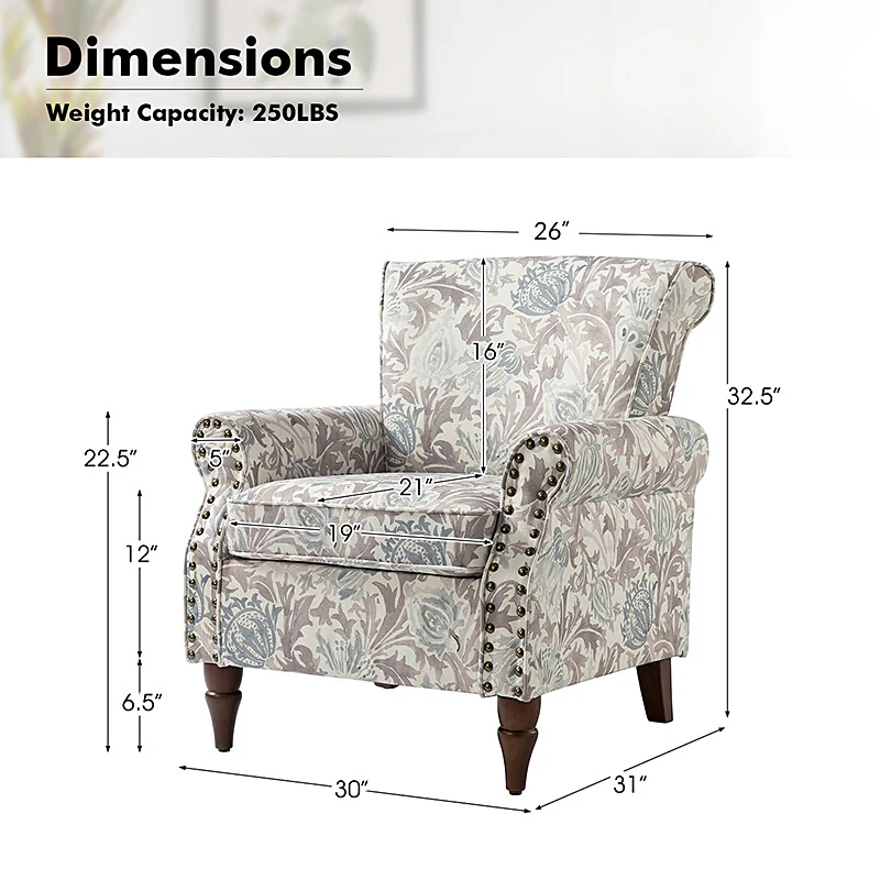 Artemisa Modern Floral Pattern Upholstered Armchair - Image 83