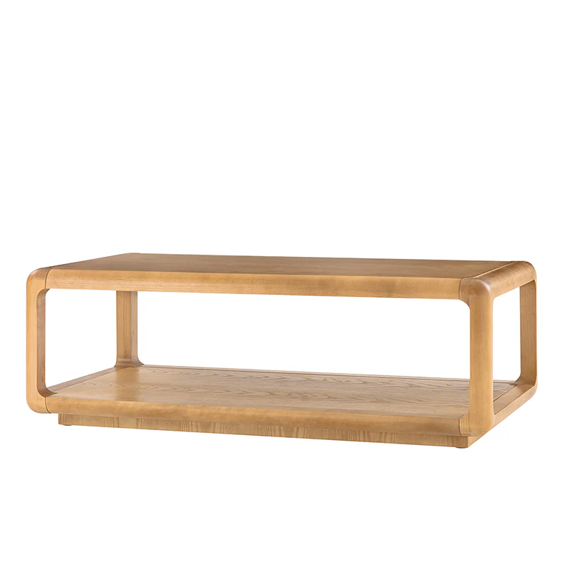 Arved Modern Solid Wood Coffee Table with Open Storage Compartment and Rounded Corners - Image 13