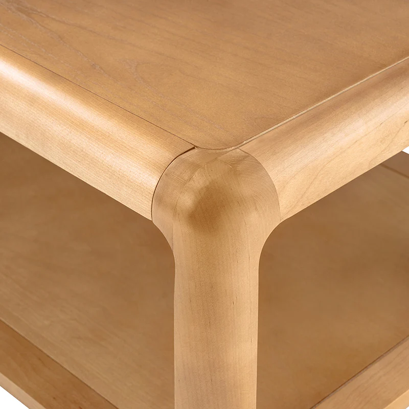 Arved Modern Solid Wood Coffee Table with Open Storage Compartment and Rounded Corners - Image 14