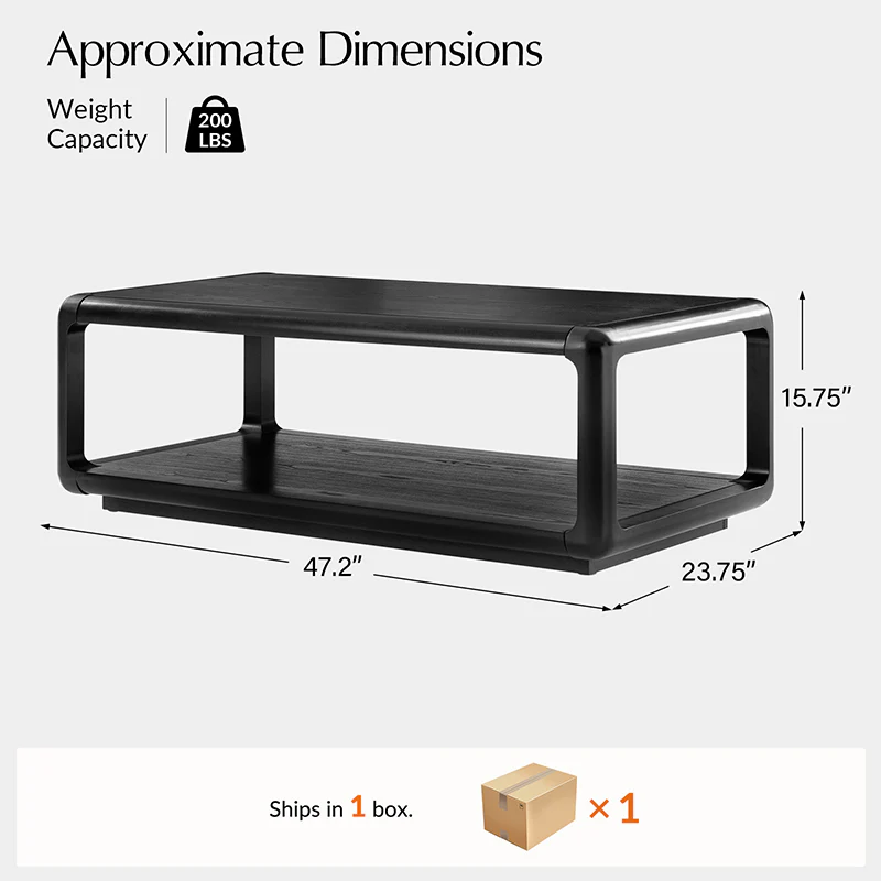 Arved Modern Solid Wood Coffee Table with Open Storage Compartment and Rounded Corners - Image 19