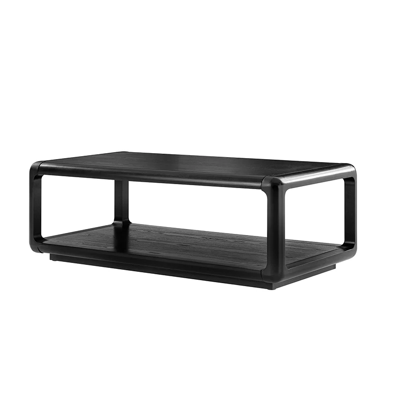 Arved Modern Solid Wood Coffee Table with Open Storage Compartment and Rounded Corners - Image 21