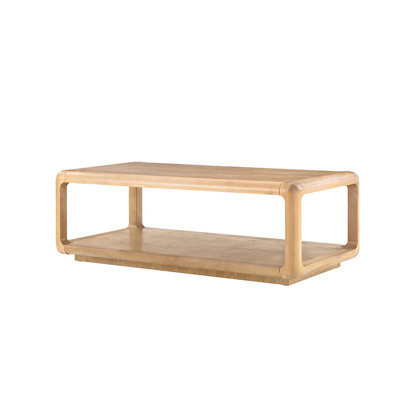 Arved Modern Solid Wood Coffee Table with Open Storage Compartment and Rounded Corners - Image 5