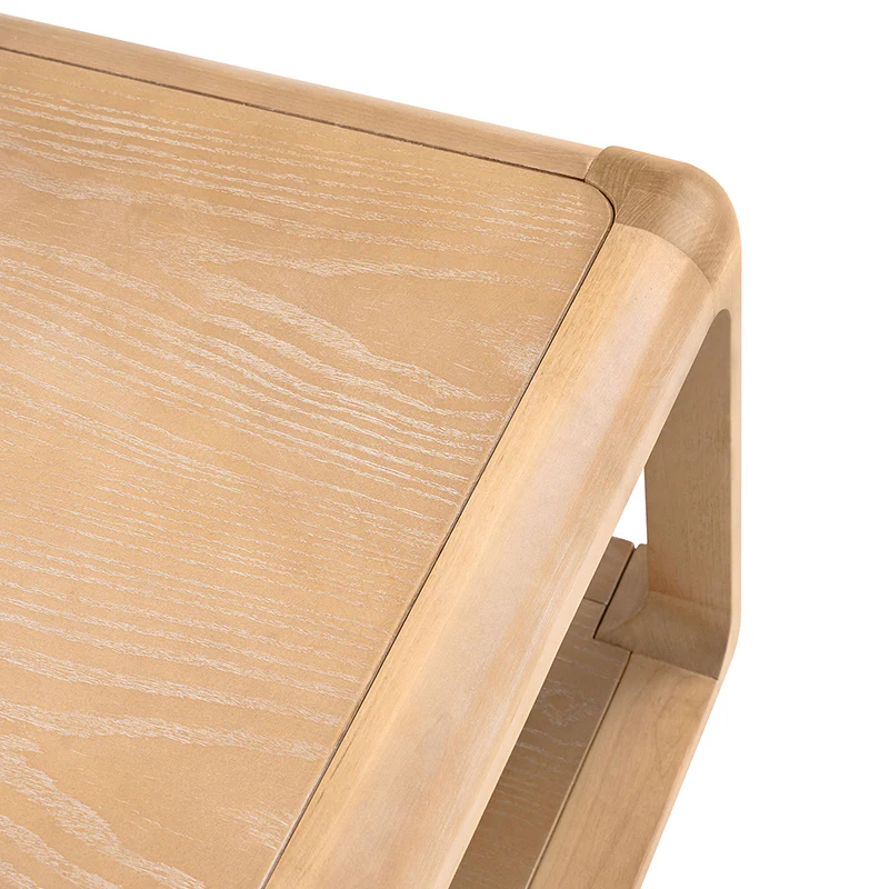 Arved Modern Solid Wood Coffee Table with Open Storage Compartment and Rounded Corners - Image 6