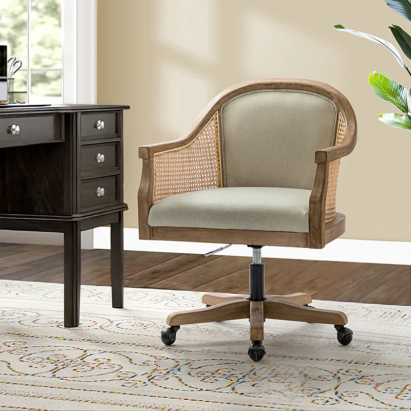Audrey Task Accent Chair with Rattan Arms - Image 11