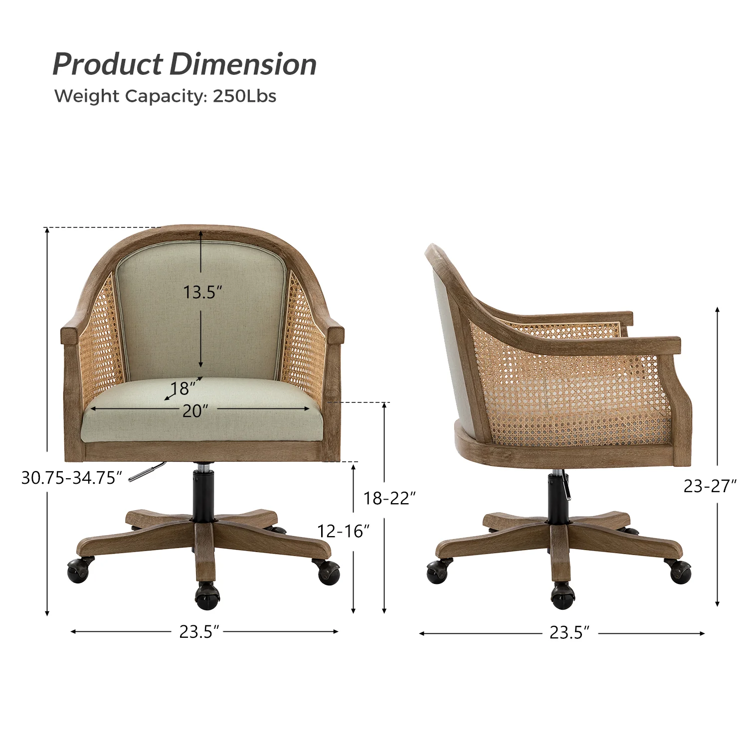 Audrey Task Accent Chair with Rattan Arms - Image 13