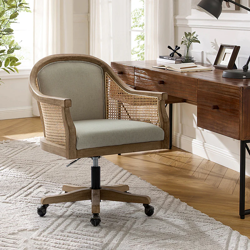 Audrey Task Accent Chair with Rattan Arms - Image 14