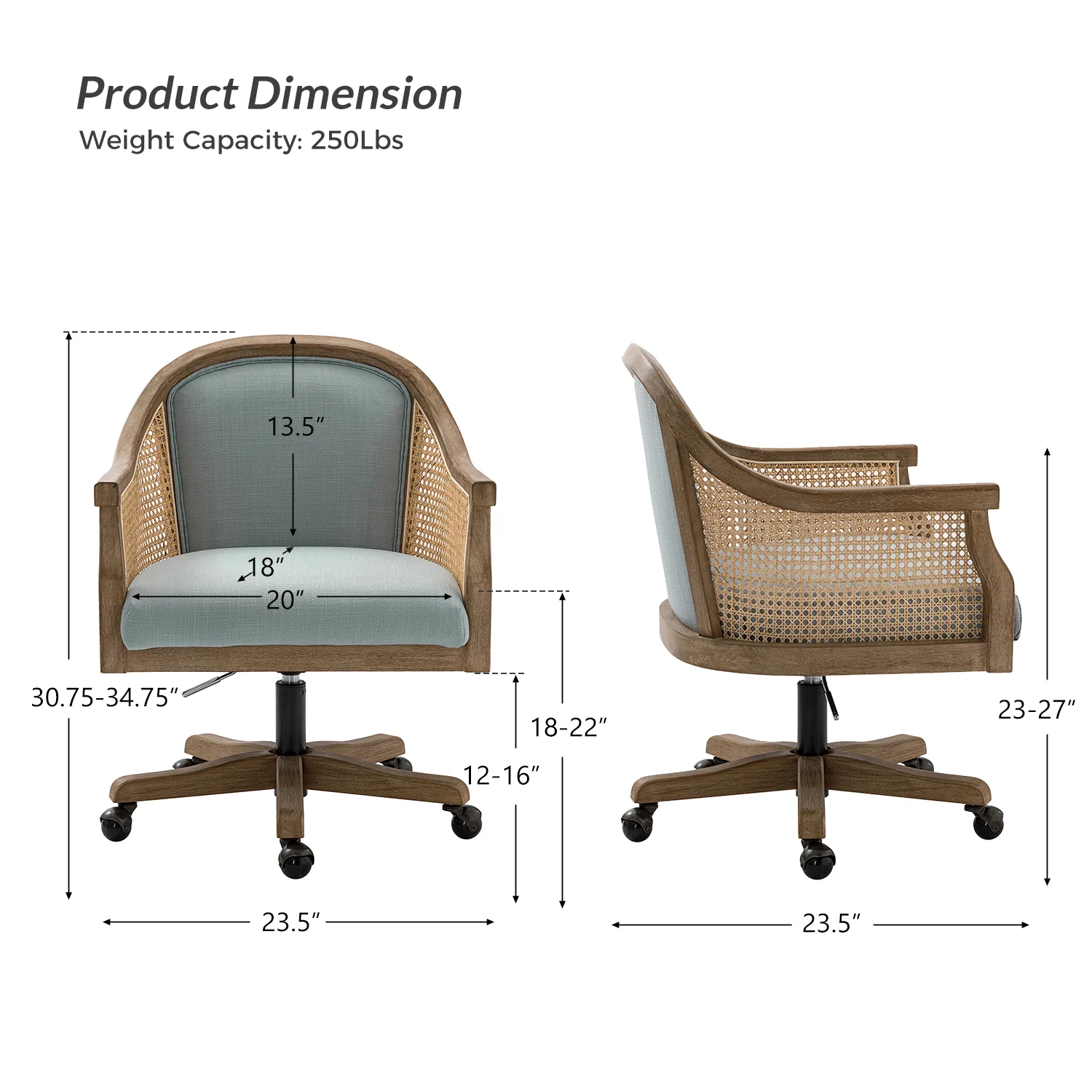 Audrey Task Accent Chair with Rattan Arms - Image 22