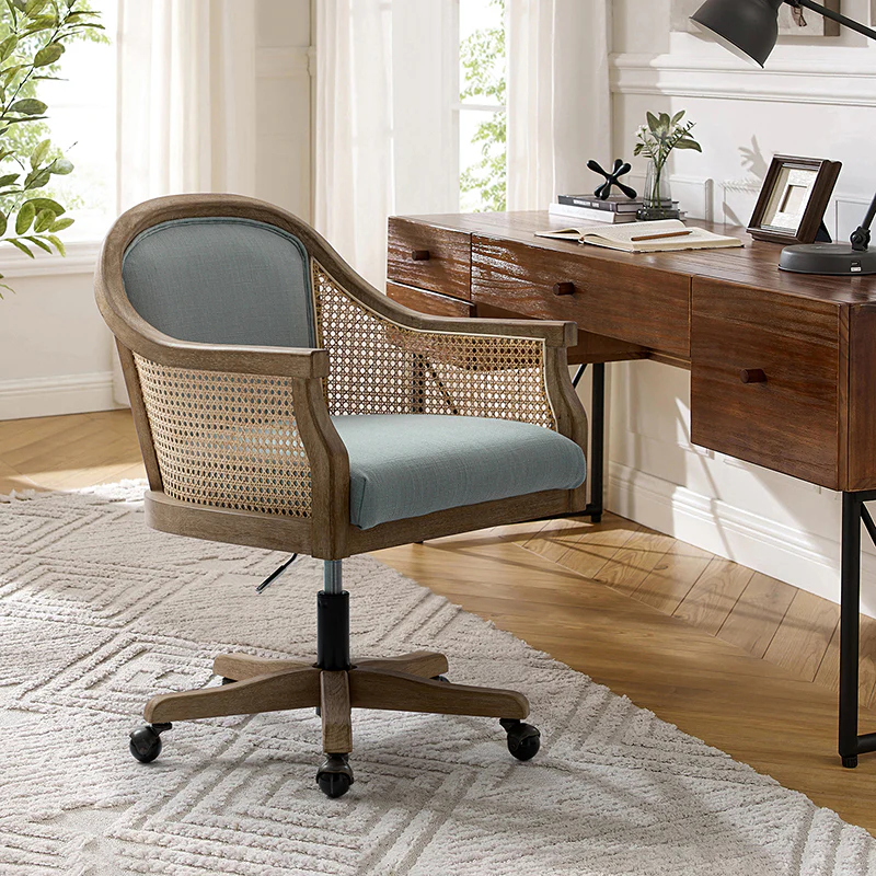 Audrey Task Accent Chair with Rattan Arms - Image 23