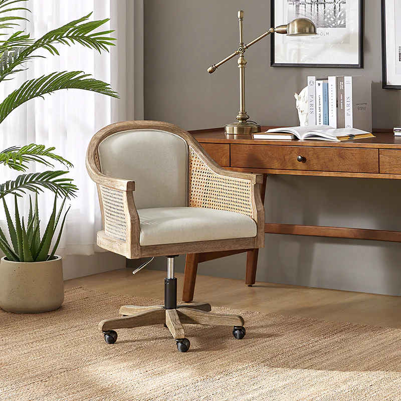 Audrey Task Accent Chair with Rattan Arms - Image 3