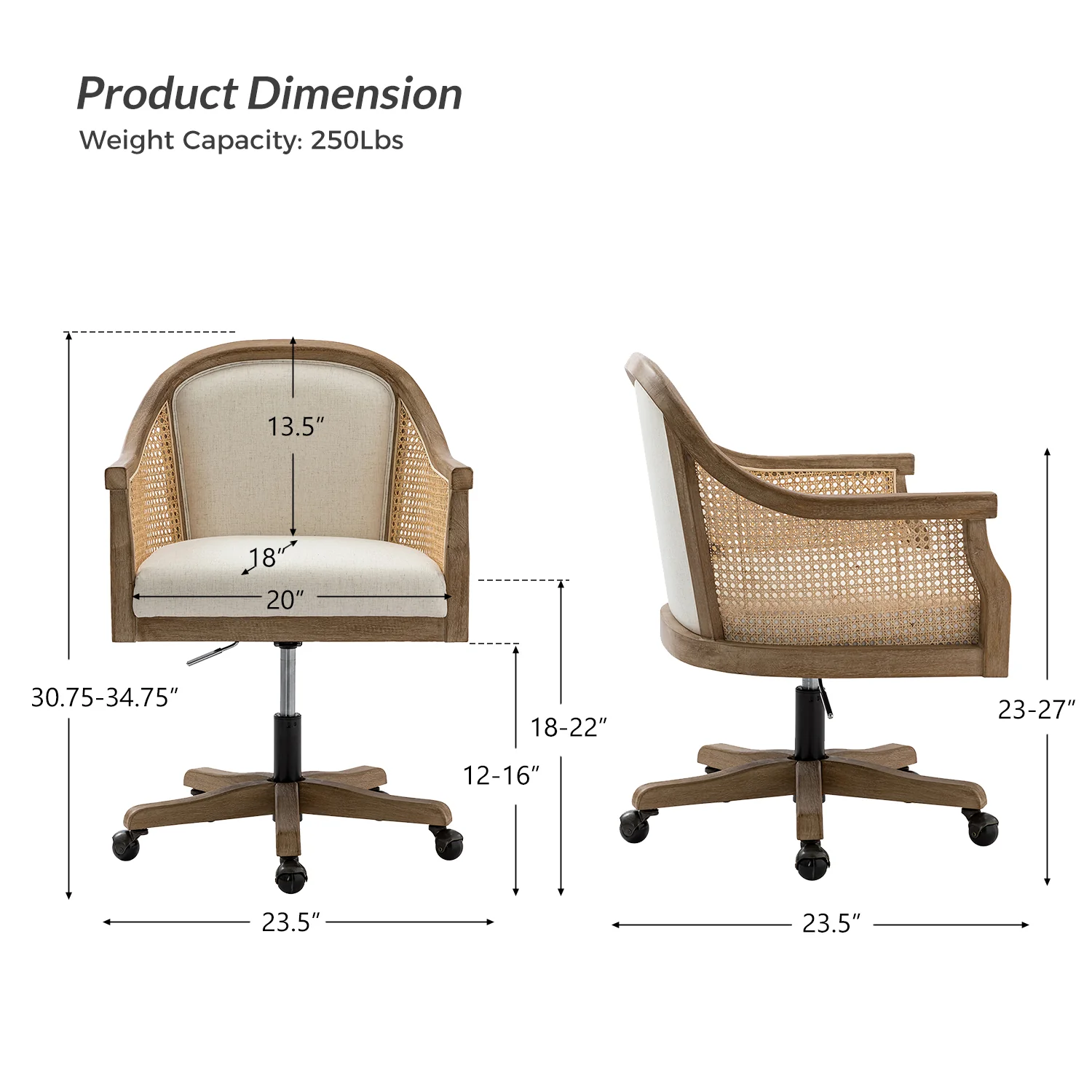 Audrey Task Accent Chair with Rattan Arms - Image 4