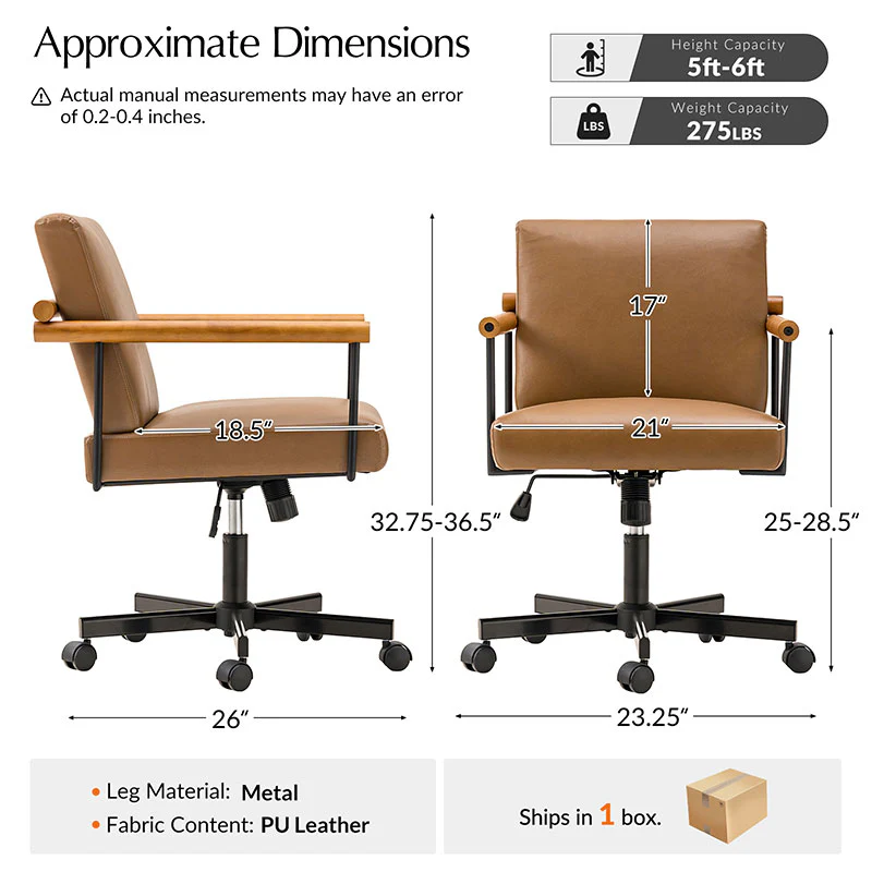Aurora Solid Wood Armrests Office Chair - Image 11