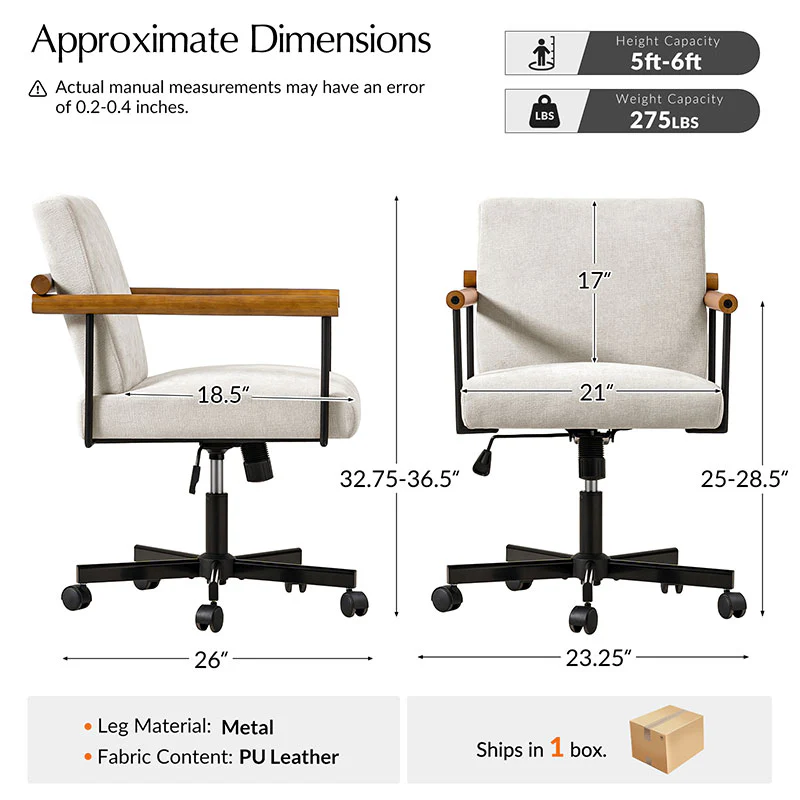 Aurora Solid Wood Armrests Office Chair - Image 19