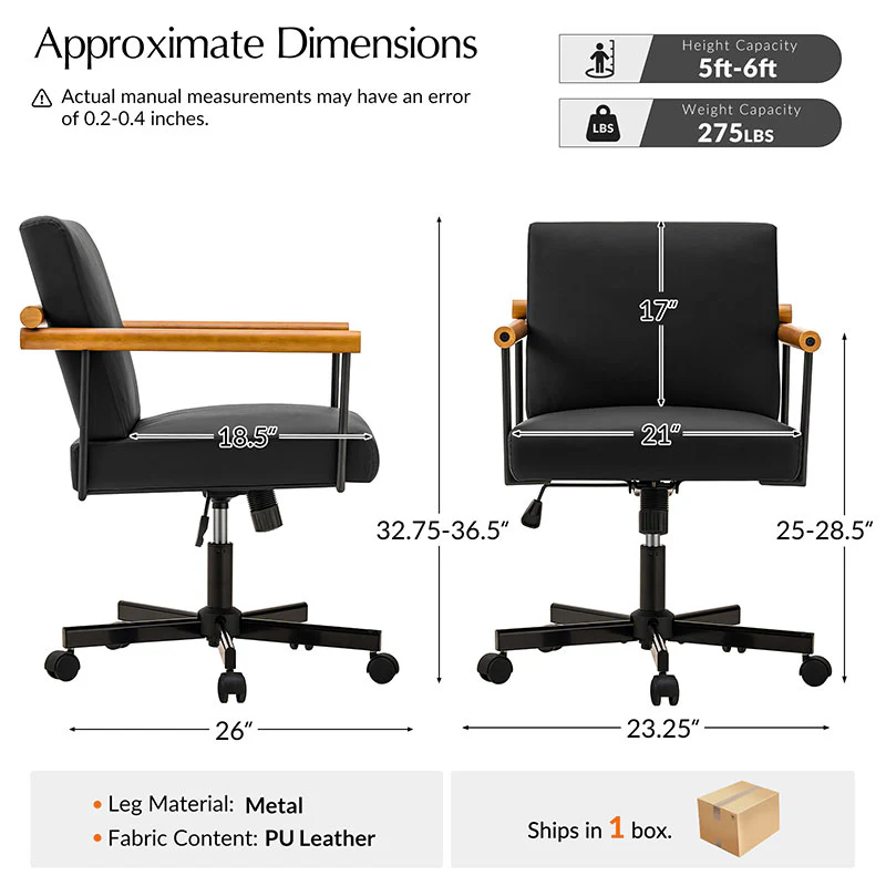 Aurora Solid Wood Armrests Office Chair - Image 3
