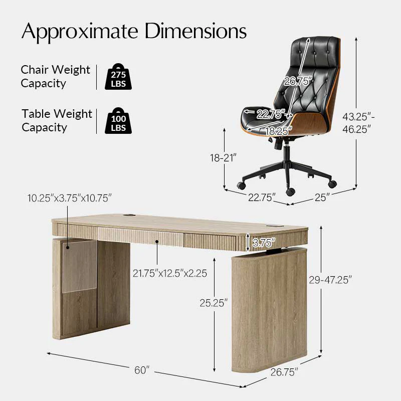 Baggio 5-Piece Modern Adjustable Office Sets - Image 19