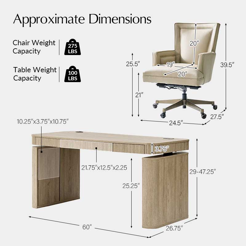 Baggio 5-Piece Modern Adjustable Office Sets - Image 7