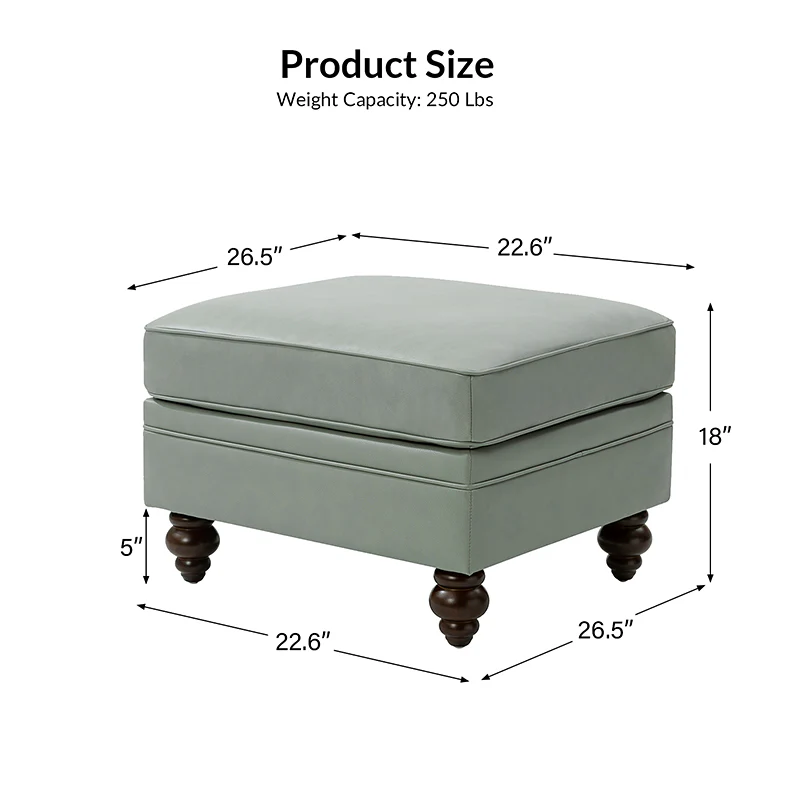 Basilio Contemporary Genuine Leather Ottoman for Living Room - Image 11