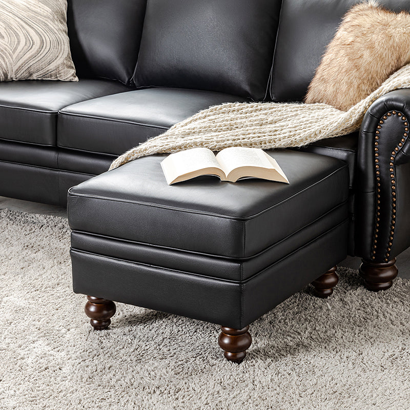 Basilio Contemporary Genuine Leather Ottoman for Living Room - Image 17