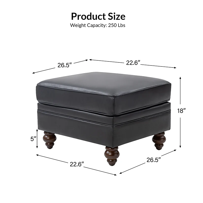 Basilio Contemporary Genuine Leather Ottoman for Living Room - Image 19